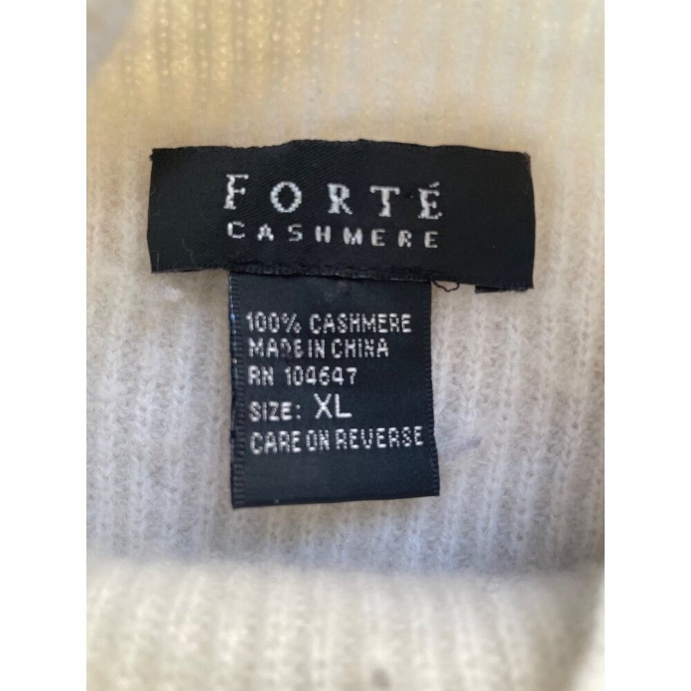 Forte Cashmere Women's XL 100% Cashmere Neutral Stripe Turtleneck Sweater - Picture 6 of 13